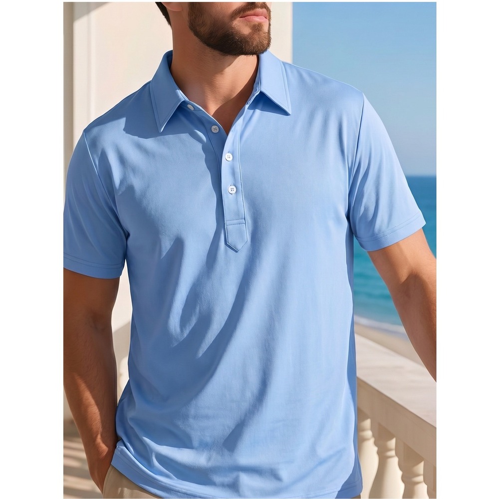 COLLARS & CO. Dress Collar Polo Mens Medium Blue Short Sleeve Performance NWOT